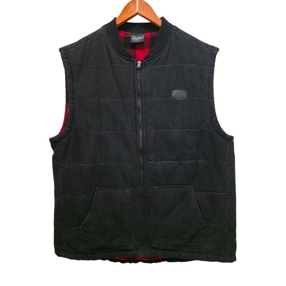 Sullen Other - Sullen Topside Duck Canvas Quilted Black Vest w/ Plaid Lining Men's Sz XL